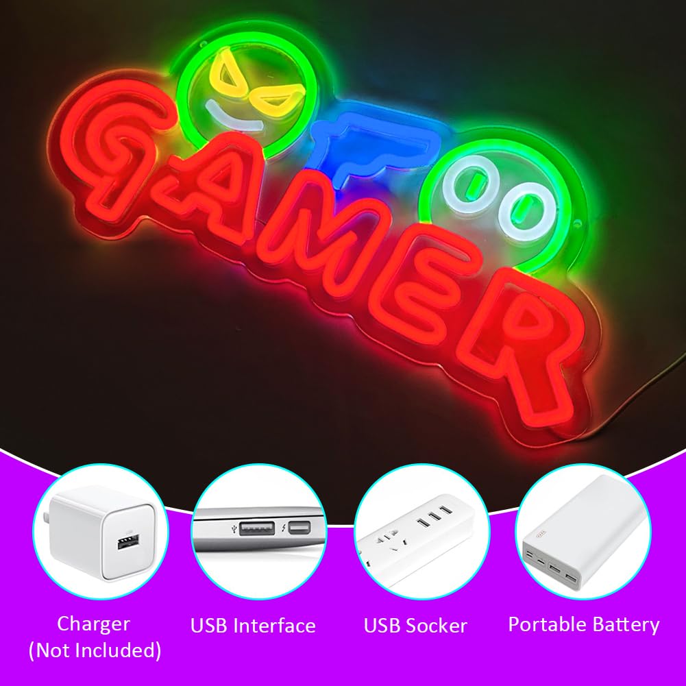 Gamer Neon Sign LED Wall Light - Party Games Baby Shower review and price
