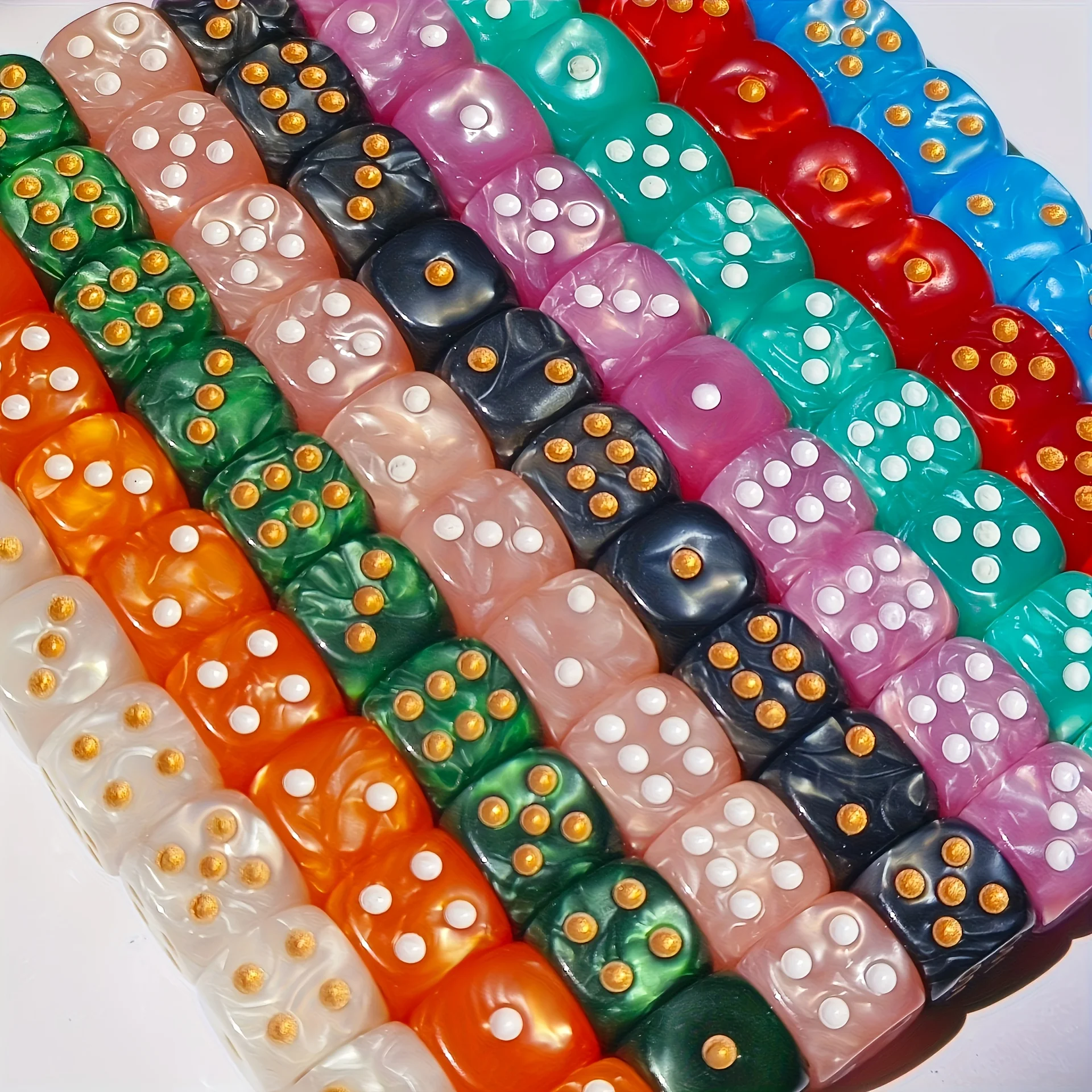 10Pcs 12mm Pearl Swirl D6 Dice - Party Games Board Game review and price